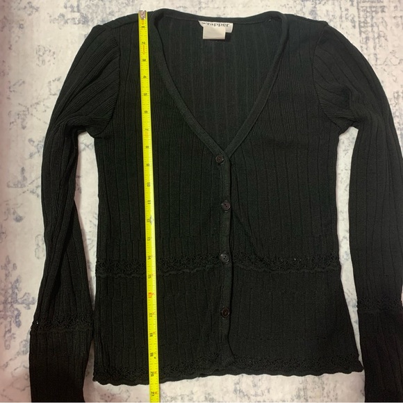 VTG Y2K Wrapper Black Cardigan Sweater Top S - Picture 6 of 10